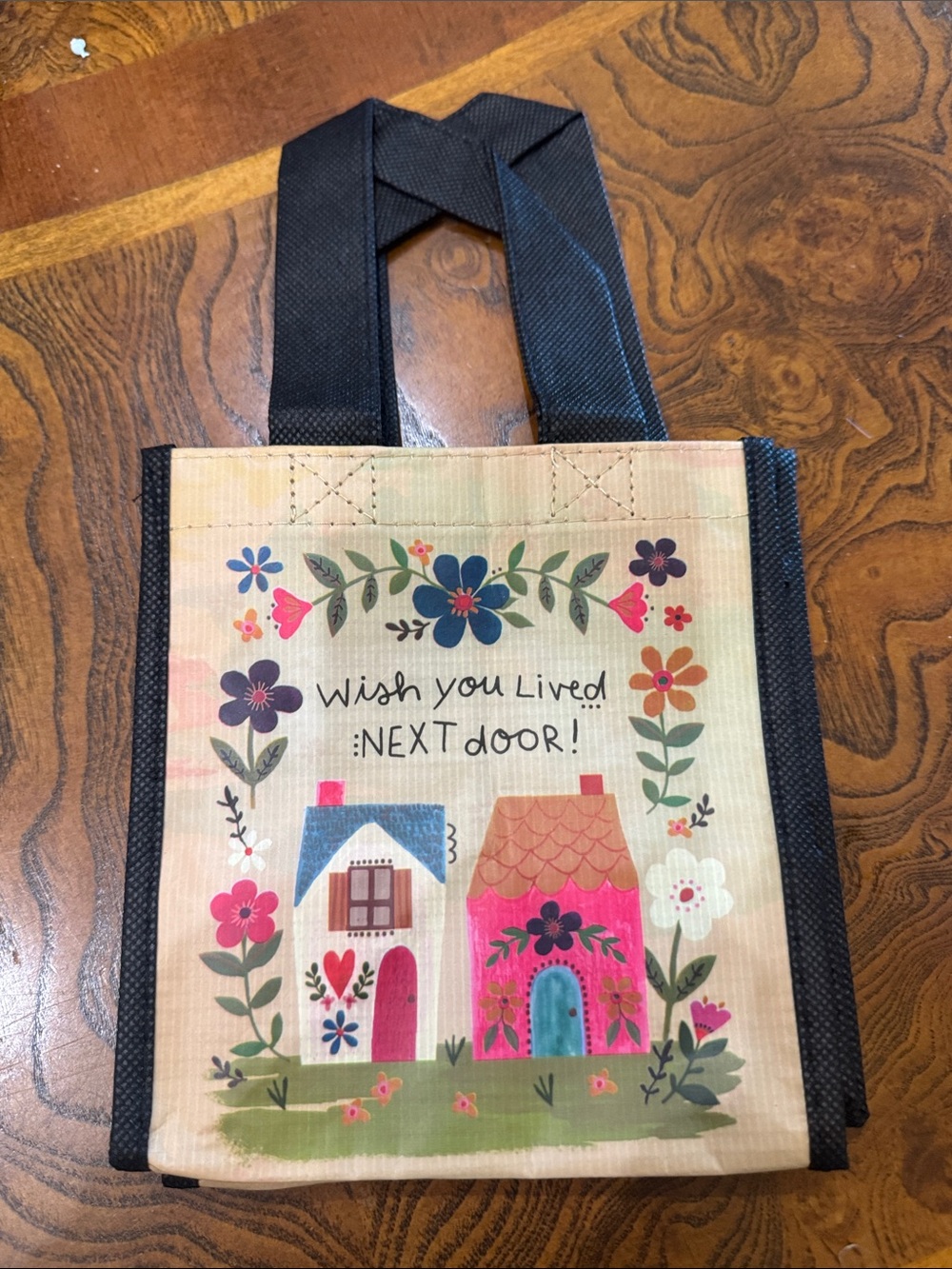 Natural Life Small Floral 'Wish You Lived Next Door' Reusable Tote